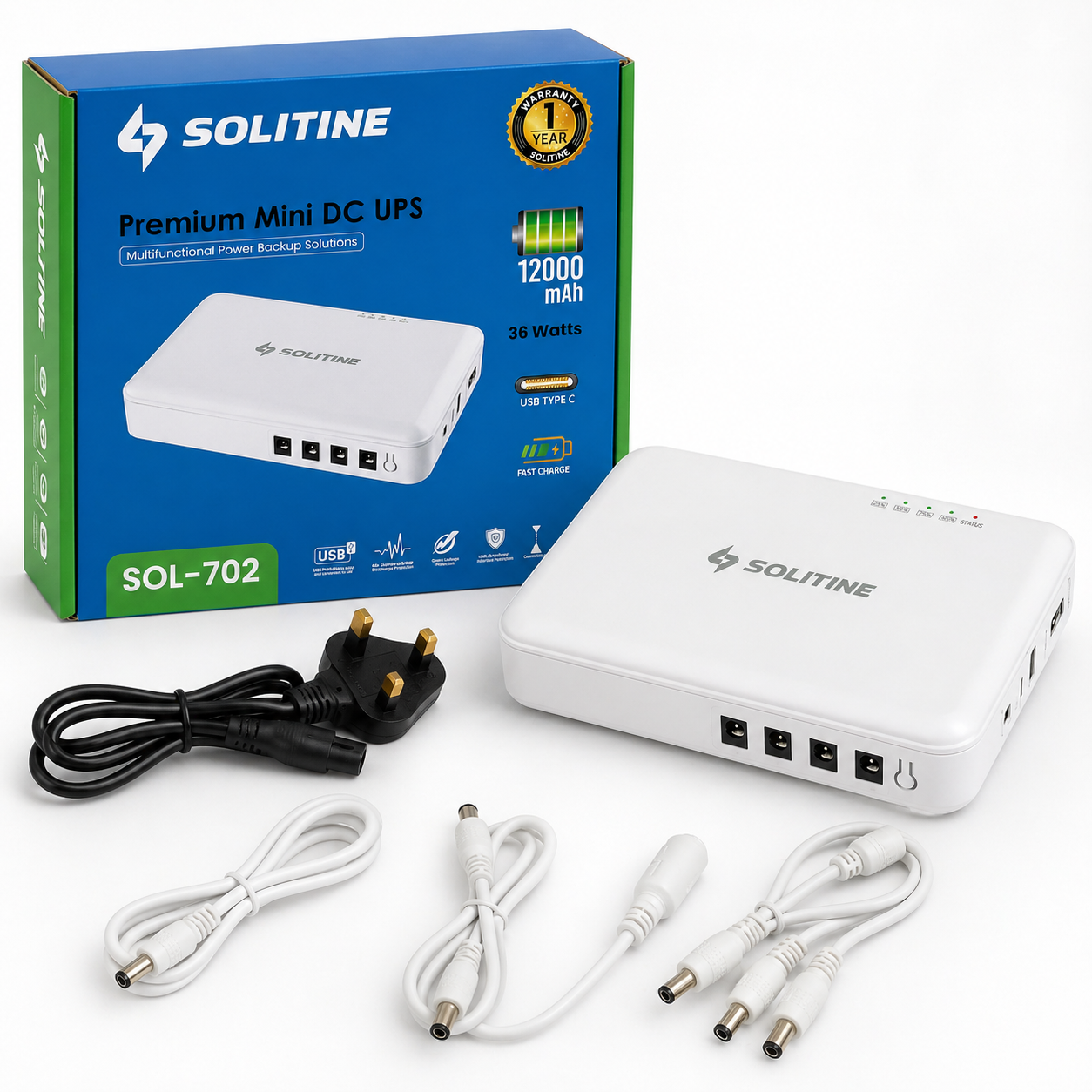 Solitine SOL-702 12000mAh Mini DC UPS – Powerful Backup for Non-Stop Connectivity