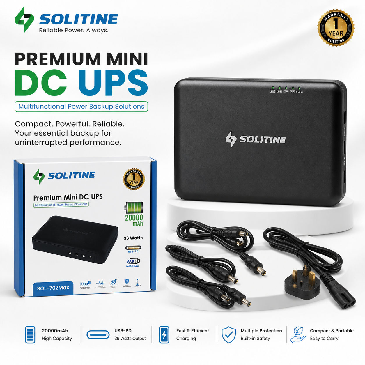 Solitine SOL-702Max Premium Mini DC UPS